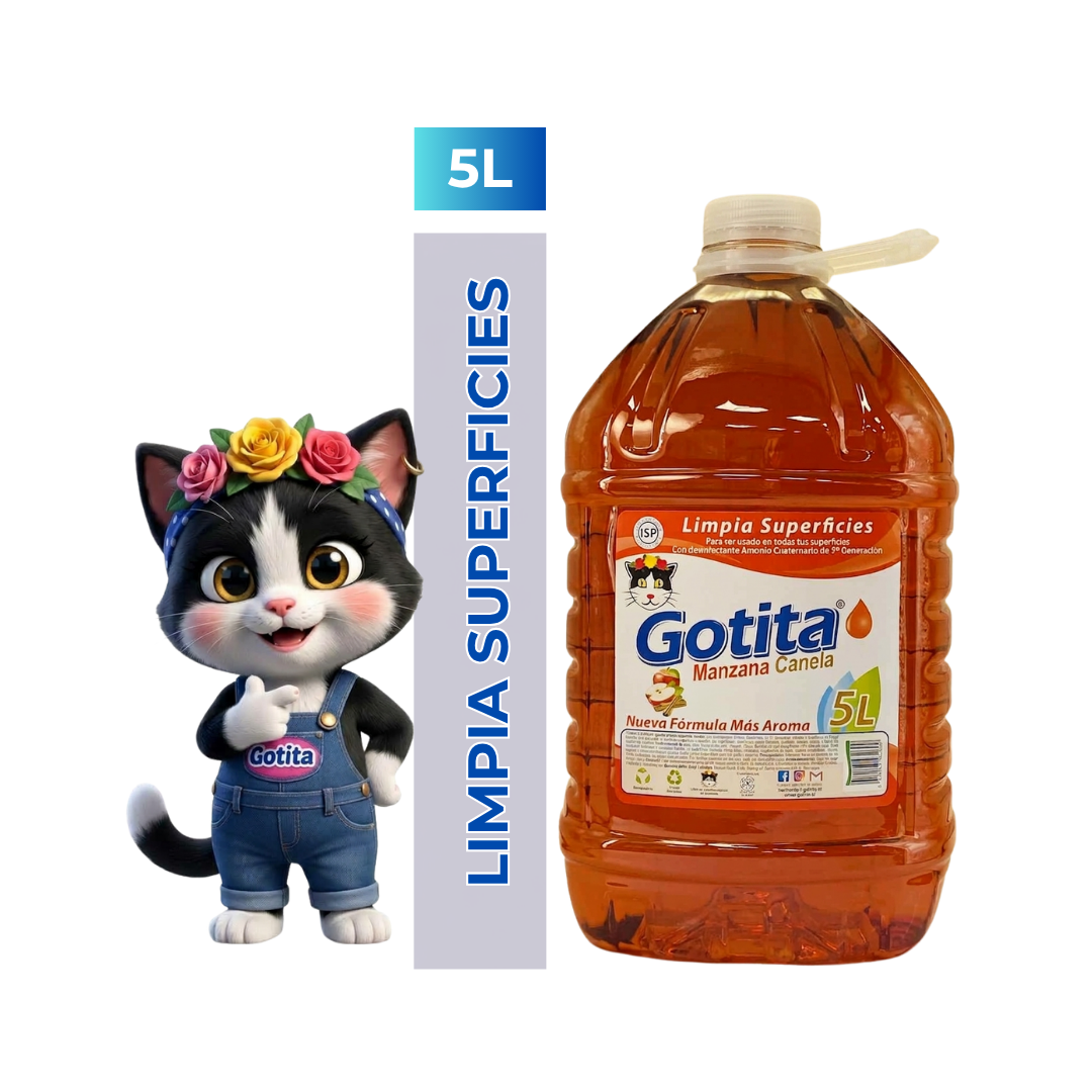 Limpia Superficie Gotita Manzana Canela 5L con desinfectante